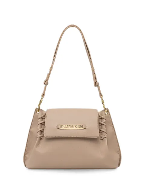 Love Moschino logo-lettering whipstitched shoulder bag Neutrals JC4299PP0OKL0
