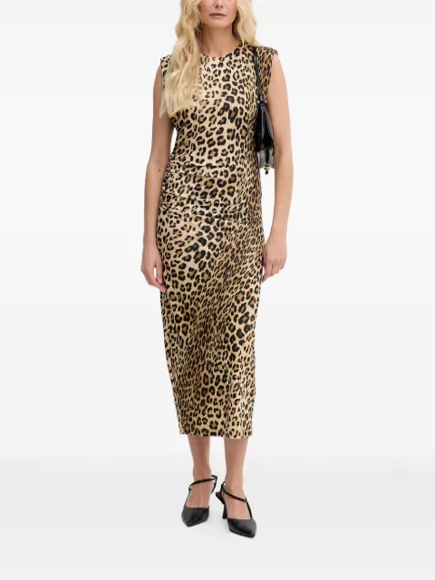 Lola Casademunt leopard-print gathered midi dress Neutrals LS2616152