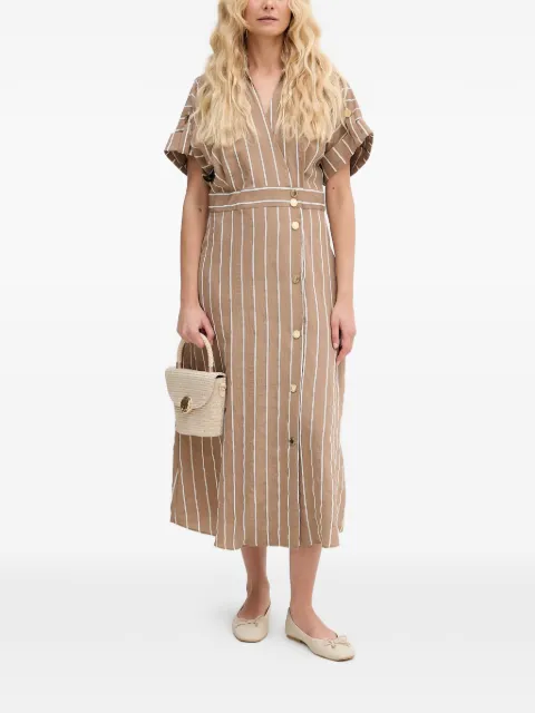 Lola Casademunt striped button-down midi dress Neutrals MS2616037
