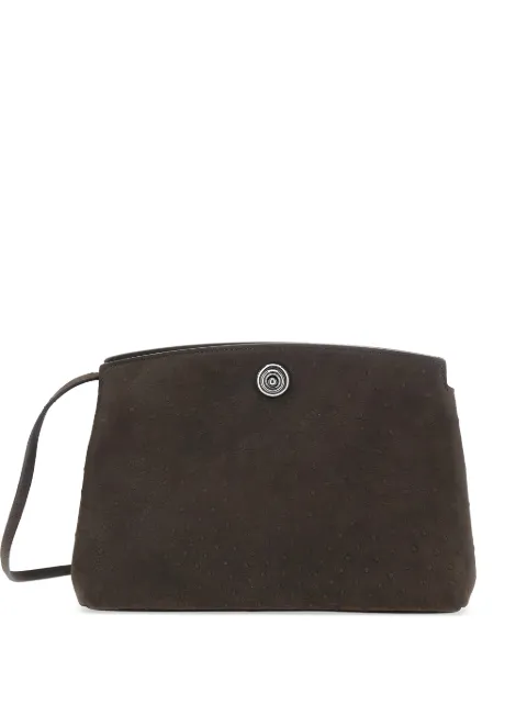 Liffner Pushlock Pouch ostrich-effect clutch bag Brown BA01285