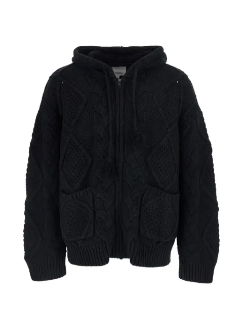 FOUND cable-knit zip-up hoodie Black FOPF26HO015170015