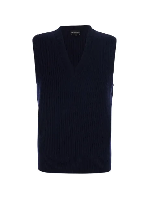 Emporio Armani ribbed-knit V-neck sweater vest Blue EM006440AF29684