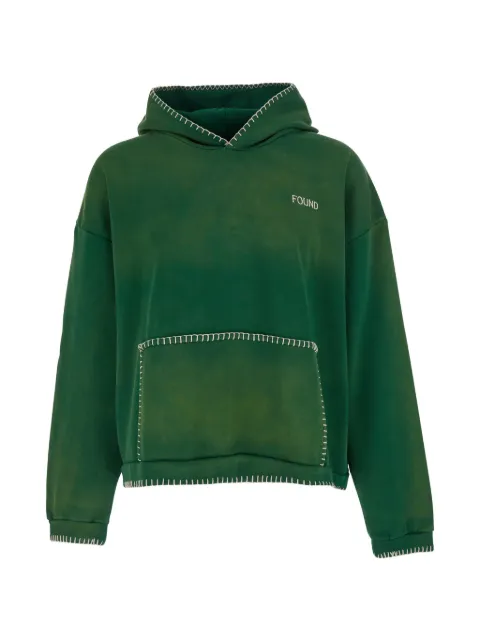 FOUND stitched-border distressed hoodie Green FOPF26HO010126576