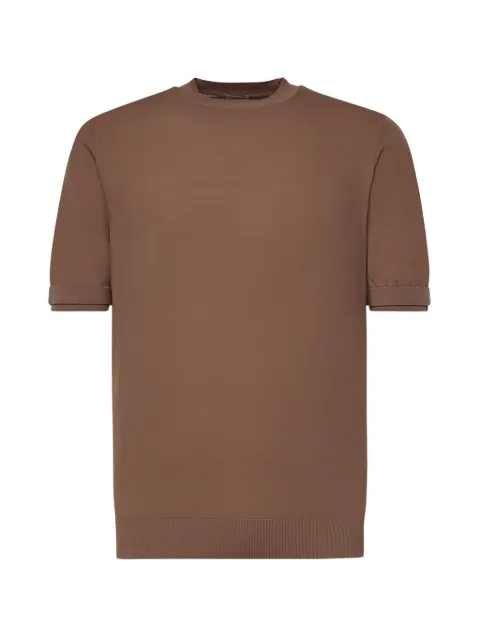 Eleventy short-sleeve ribbed-trim top Brown M76MAGM86MAT0A00199