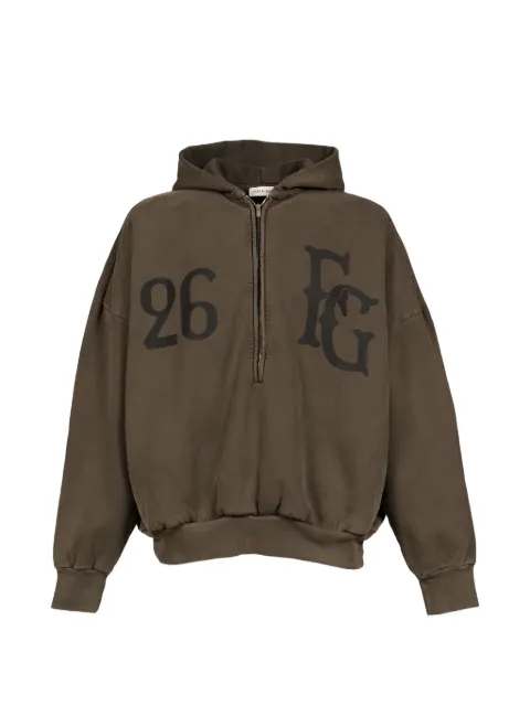 Fear Of God Baseball Club logo-print half-zip hoodie Brown FG9M129945BHFFADEDBRW
