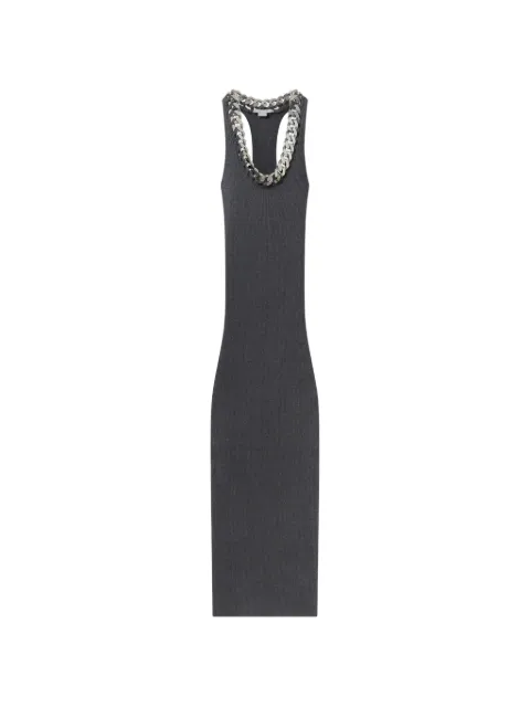 Stella McCartney Falabella chain-link ribbed-knit maxi dress Black 6K09363S2561