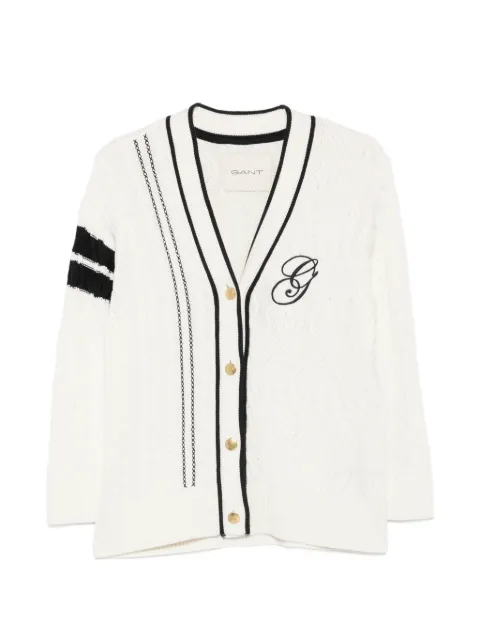 Gant cable-knit embroidered cardigan White 4805437