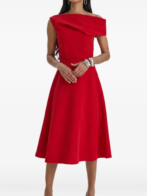 MOOS STUDIO off-shoulder A-line midi dress Red MOOS341