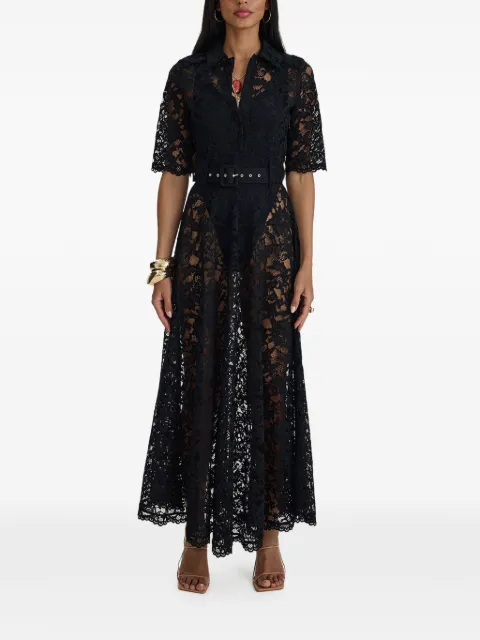 MOOS STUDIO Reverie belted lace maxi dress Black MOOS337