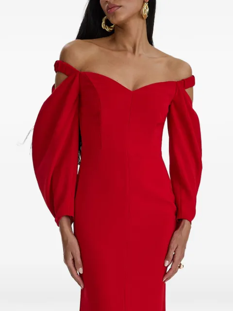 MOOS STUDIO Tulip off-shoulder puff-sleeve gown Red MOOS336
