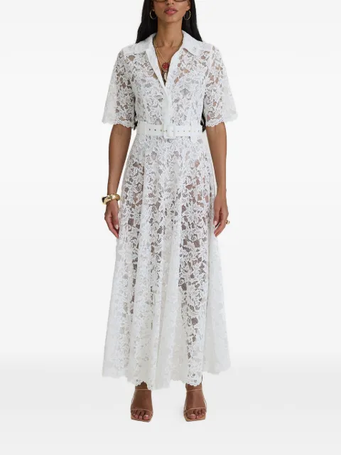 MOOS STUDIO Reverie belted floral-lace maxi dress White MOOS337