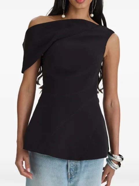 MOOS STUDIO Edit one-shoulder asymmetric top Black MOOS340