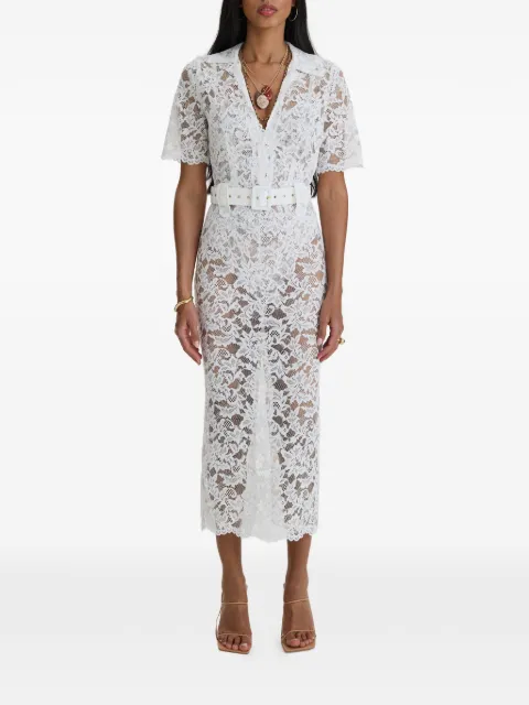 MOOS STUDIO Affair belted floral-lace midi dress White MOOS338