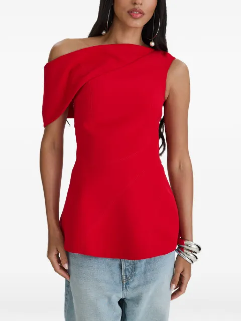 MOOS STUDIO one-shoulder peplum top Red MOOS340