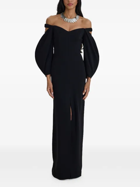 MOOS STUDIO Tulip off-shoulder puff-sleeve gown Black MOOS334