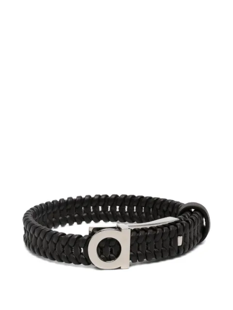 Ferragamo Gancini braided leather bracelet Black 796113