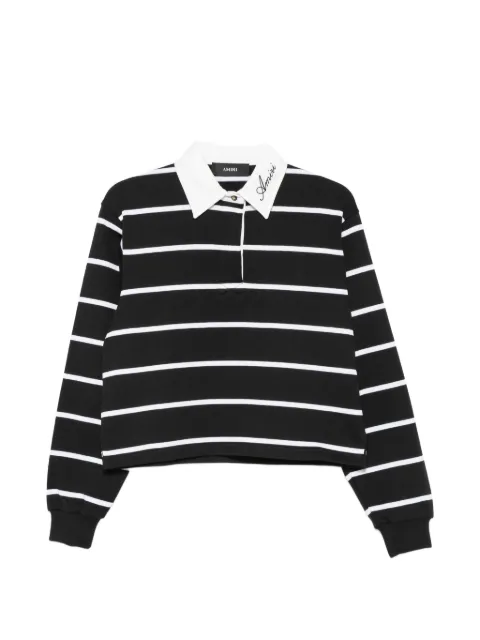 AMIRI striped long-sleeve polo top Black AWTOJR1090