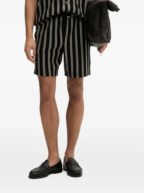 Marc O'Polo vertical-stripe waffle-knit shorts Black 5000013936