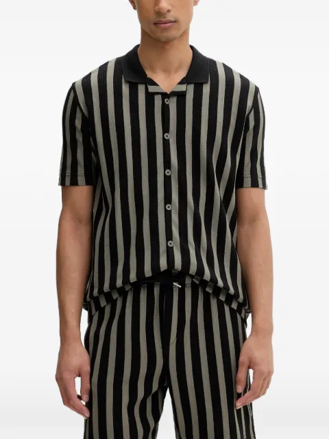 Marc O'Polo vertical-stripe short-sleeve shirt Black 5000013977