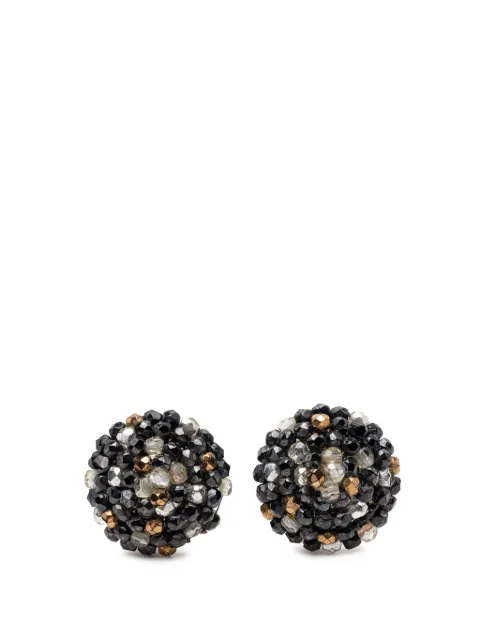 CHANEL Pre-Owned 1999 Beaded Round Clip On Earrings costume earrings Black RTICY3JACNQUX2UK