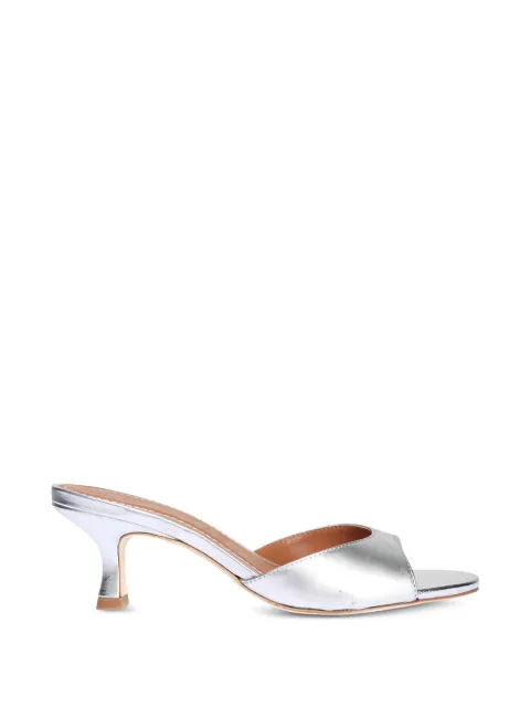 STAUD Brigitte metallic-effect leather sandals Silver F26S5002MG