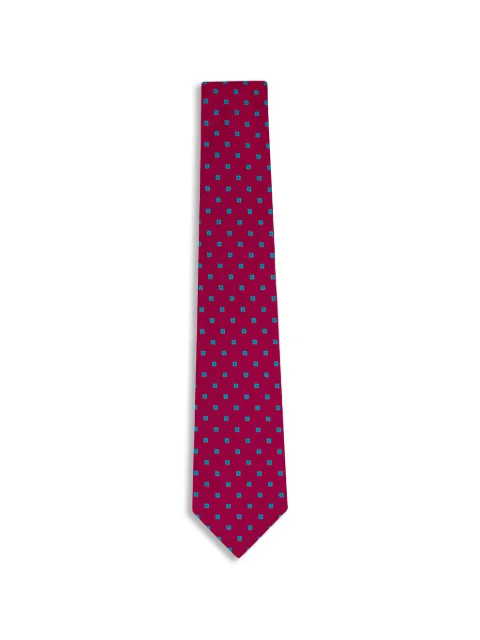 Kiton geometric-print silk tie Red 8L327