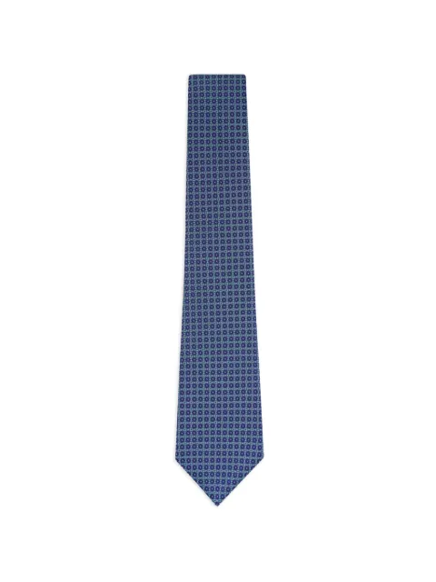 Kiton geometric-pattern tie Blue 8L318