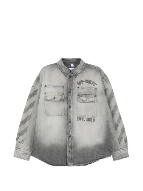 Off-White Diagonals-print embroidered denim military jacket Grey OMYD05VS26DEN0030020
