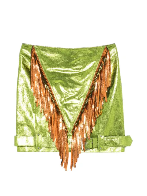 JEREMY SCOTT Pre-Owned 2010s fringed mini skirt Green JS600BNG