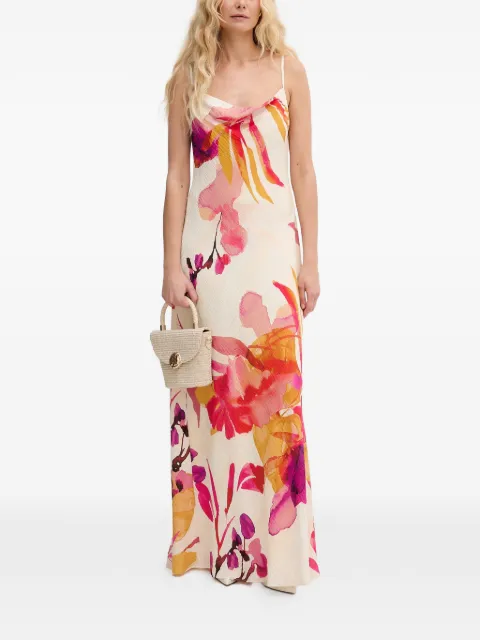 Lola Casademunt floral-print cowl-neck maxi dress Neutrals MS2616008