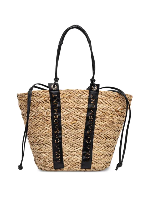 Lola Casademunt logo-perforated interwoven beach bag Neutrals LS2604091