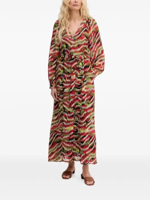 Lola Casademunt abstract-print belted maxi dress Red MS2616022
