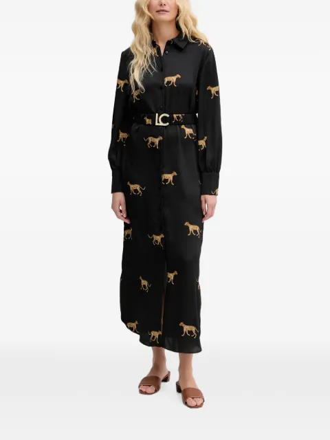 Lola Casademunt cheetah-print belted shirt midi dress Black LS2616091