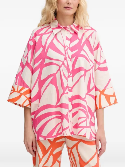 Lola Casademunt leaf-print oversized shirt Pink LS2615098