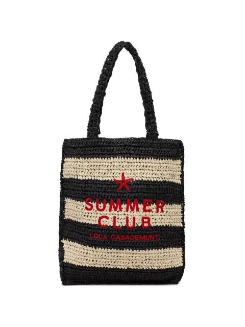 Lola Casademunt embroidered striped beach bag Black LS2604094