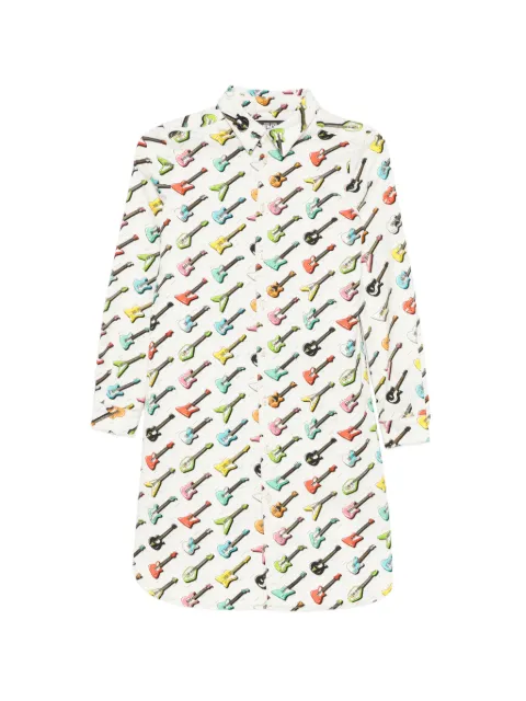 JEREMY SCOTT Pre-Owned 2010s guitar-print single-breasted coat White JS350BNE