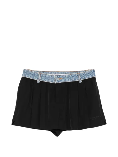 Alexander Wang denim-waistband pleated shorts Black 1WC3264045