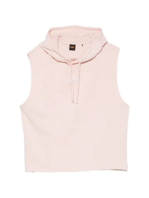 BOSS logo-patch sleeveless hoodie Pink 50559236