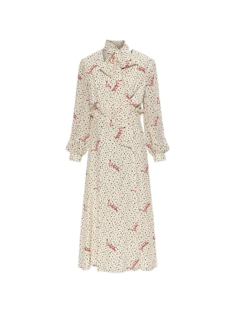 Valentino Garavani polka-dot logo-print midi dress Neutrals BVAKR5A9N