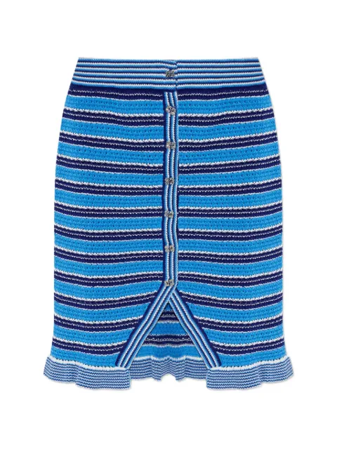 GANNI striped ruffled midi skirt Blue A1090240