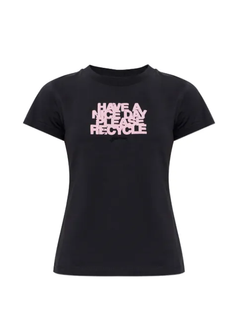 GANNI slogan-print T-shirt Black A1050203