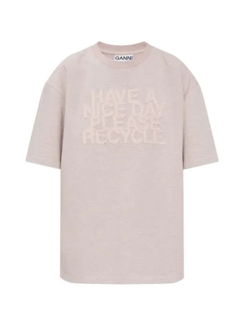 GANNI logo-appliqué T-shirt Pink A1050251
