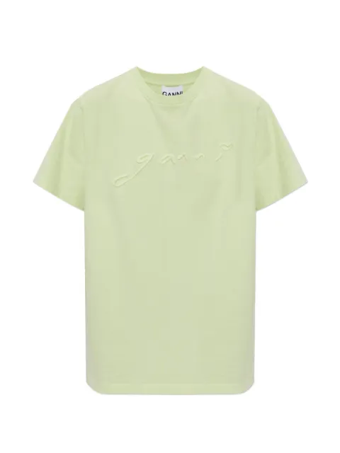 GANNI logo-embroidered T-shirt Green A1050244