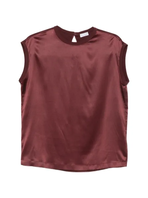 Brunello Cucinelli satin cap-sleeve top Red MPC59EH500C9813