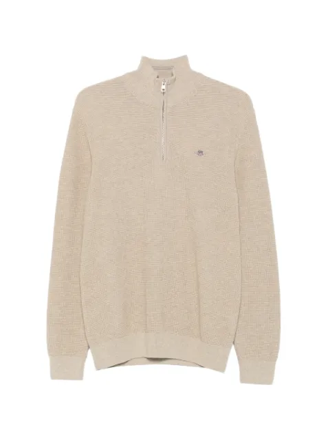 Gant quarter-zip logo-embroidered sweater Neutrals 8030292