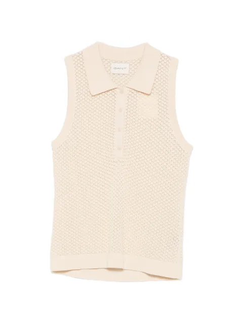 Gant pointelle-knit sleeveless polo shirt Neutrals 4805457