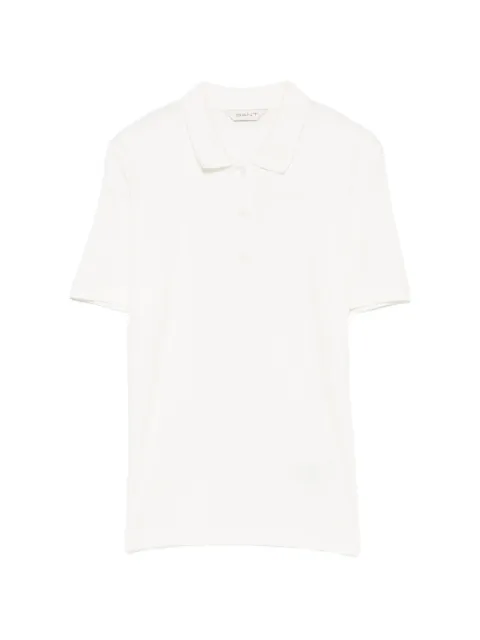 Gant ribbed-knit logo-embroidered polo top White 4201427