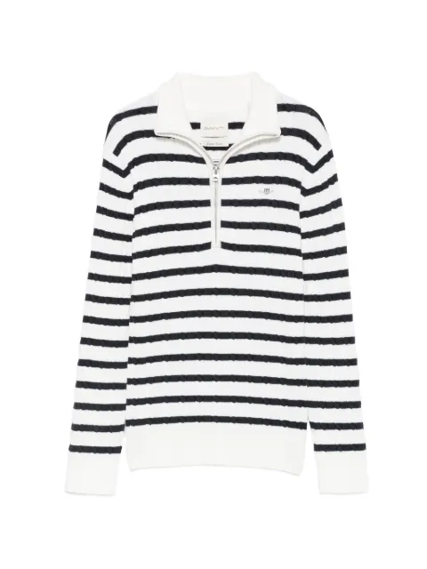Gant striped cable-knit sweater White 4800108