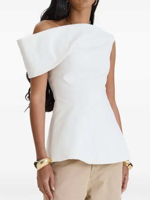 MOOS STUDIO one-shoulder peplum top White MOOS340