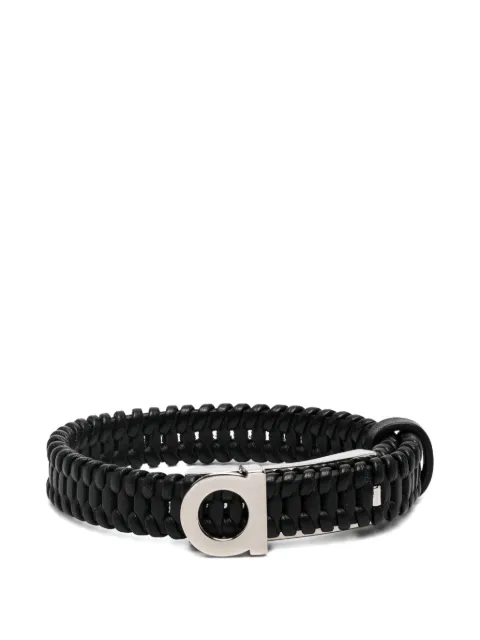 Ferragamo Gancini braided leather bracelet Black 796114